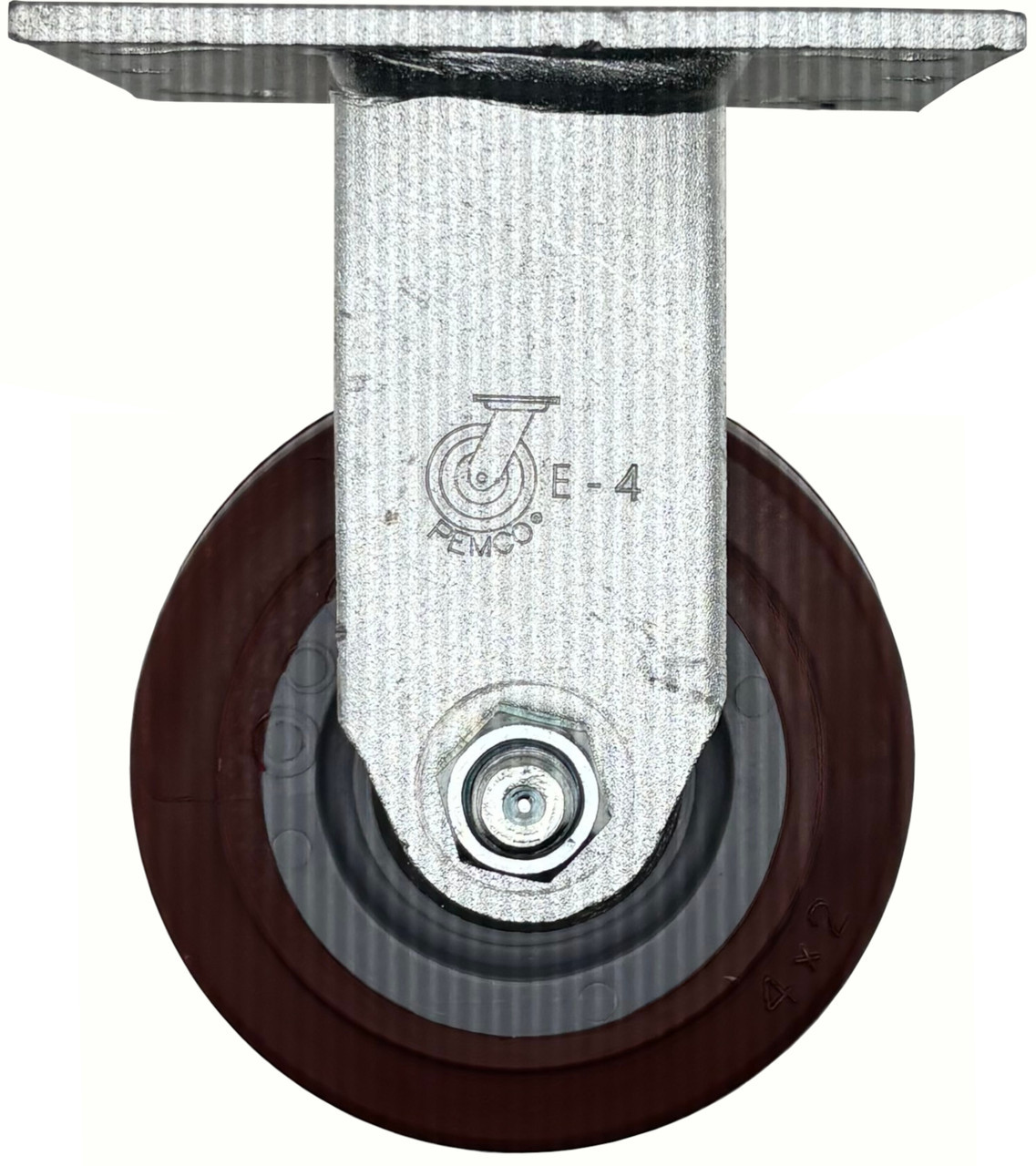 4" Maroon poly on poly rigid plate caster