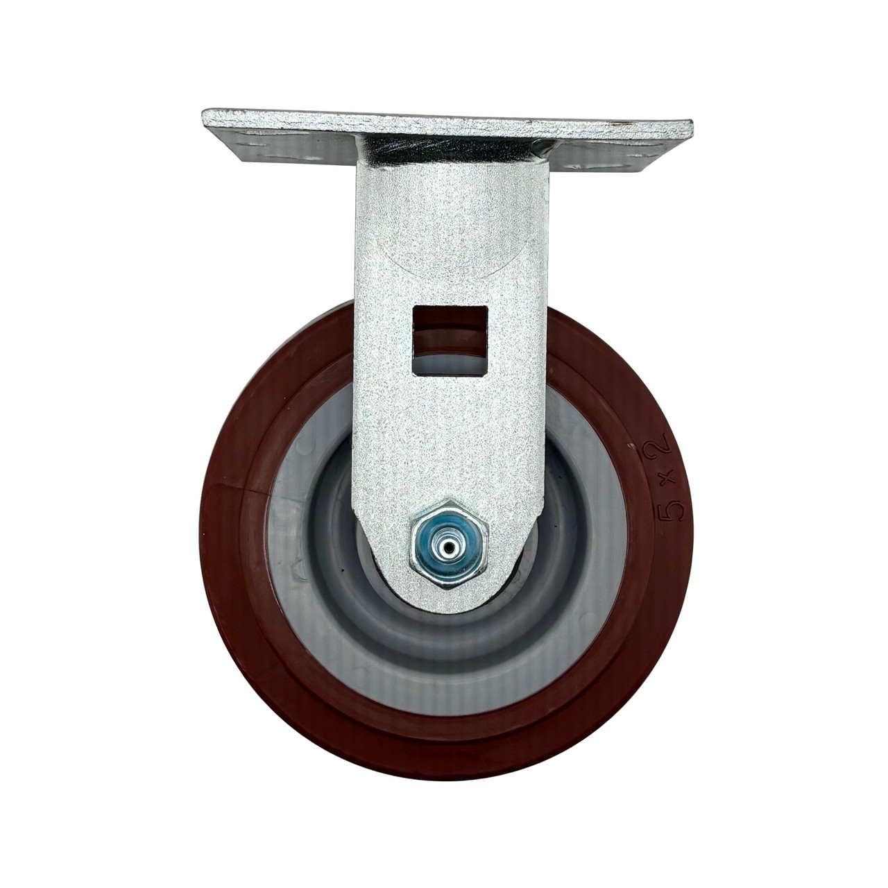 5" Maroon poly on poly rigid plate caster