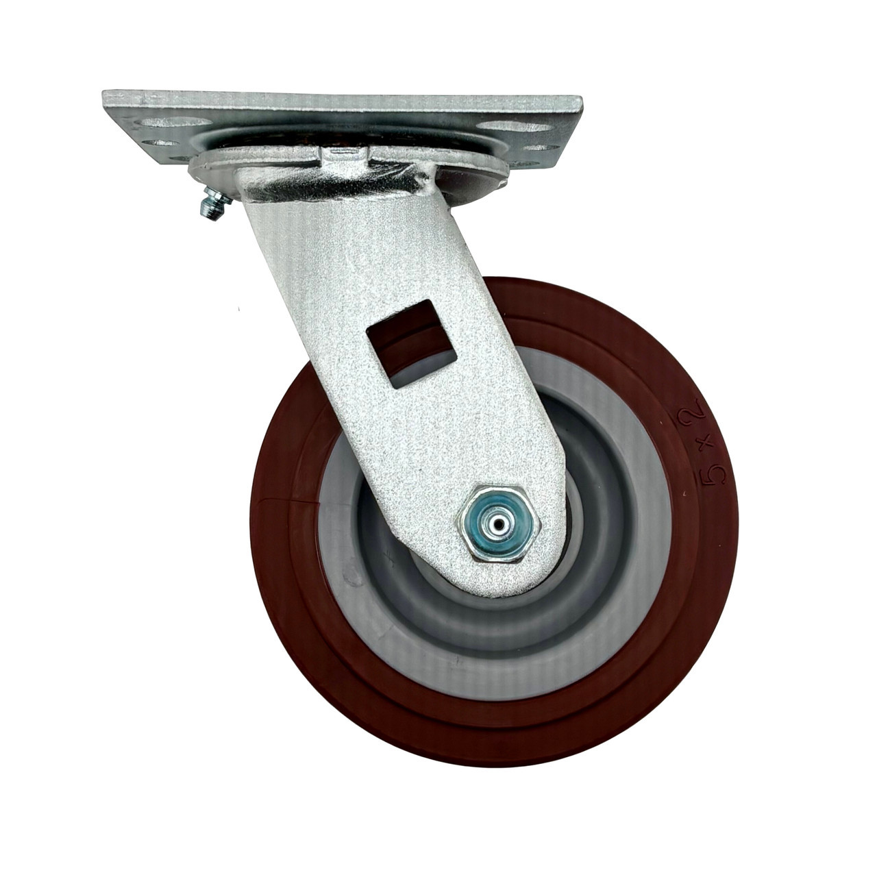 5" Maroon poly on poly swivel caster