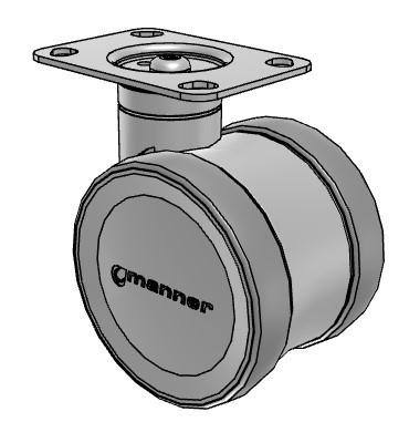 TWL-S-100GP/K-TP52-W Manner Twist 100mm Twin Wheel Caster with Top Plate