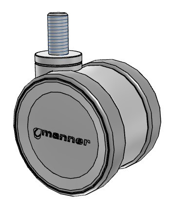 TWL-S-75GP/K-TS02-W Manner Twist 75mm Twin Wheel Caster with 1/2" Threaded Stem