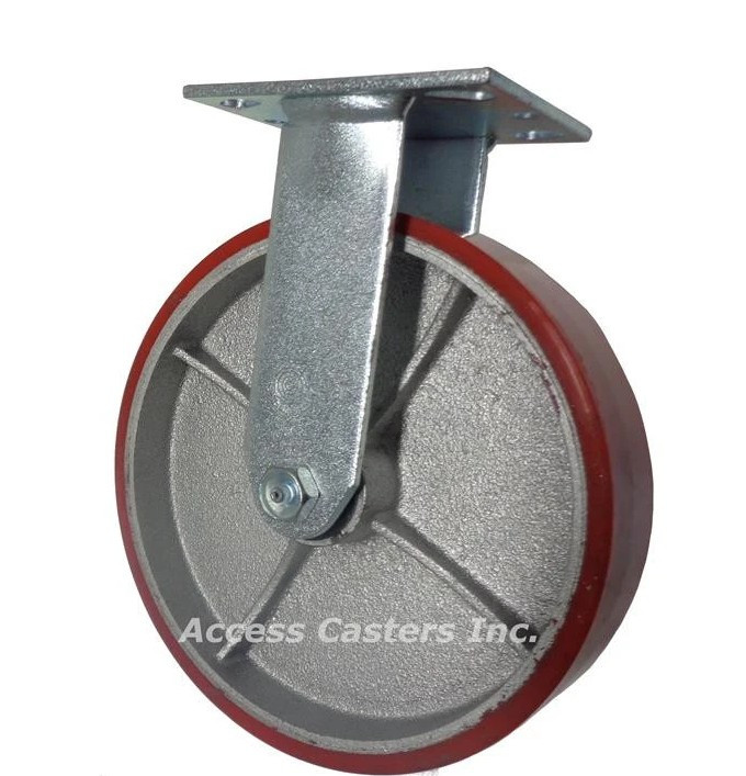 8" Poly on cast rigid caster