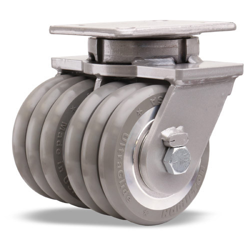 S-ZFSEC2-63SWC95 Hamilton Spinfinity® Super Endurance Dual Swivel Caster with 6" x 3" UltraGlide® (95A) Triple Wheel Grey Tread on Aluminum Core