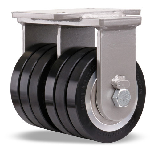 R-ZFSEC2-63SWF70D Hamilton Super Endurance Dual Wheel Rigid Caster with 6" x 3" UltraGlide® (70D) Triple Wheel Black Tread on Aluminum Core