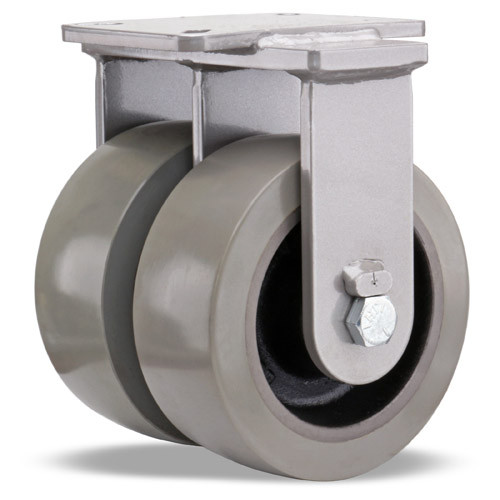 R-ZFSEC2-83GB95 Hamilton Super Endurance Dual Rigid Caster with 8" x 3" DuraGlide Wheel 1" thick Polyurethane (95A) Wheel with 3/4" Sealed Precision Ball Bearings