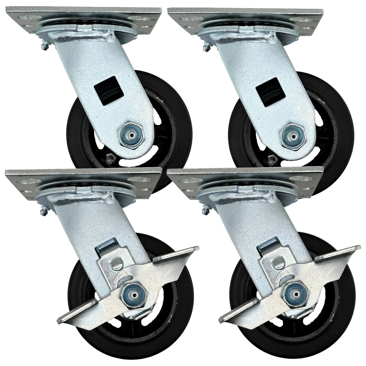 4" Mold on Rubber Medium Duty Caster Wheel SET