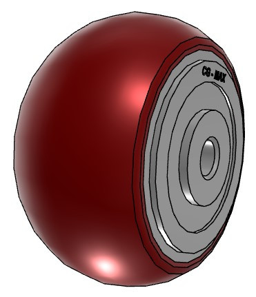 AX0625812 6" x 3" CG-MAX Round Tread Polyurethane on Aluminum Wheel
