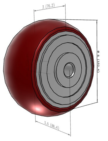 AX0625812 6" x 3" CG-MAX Round Tread Polyurethane on Aluminum Wheel