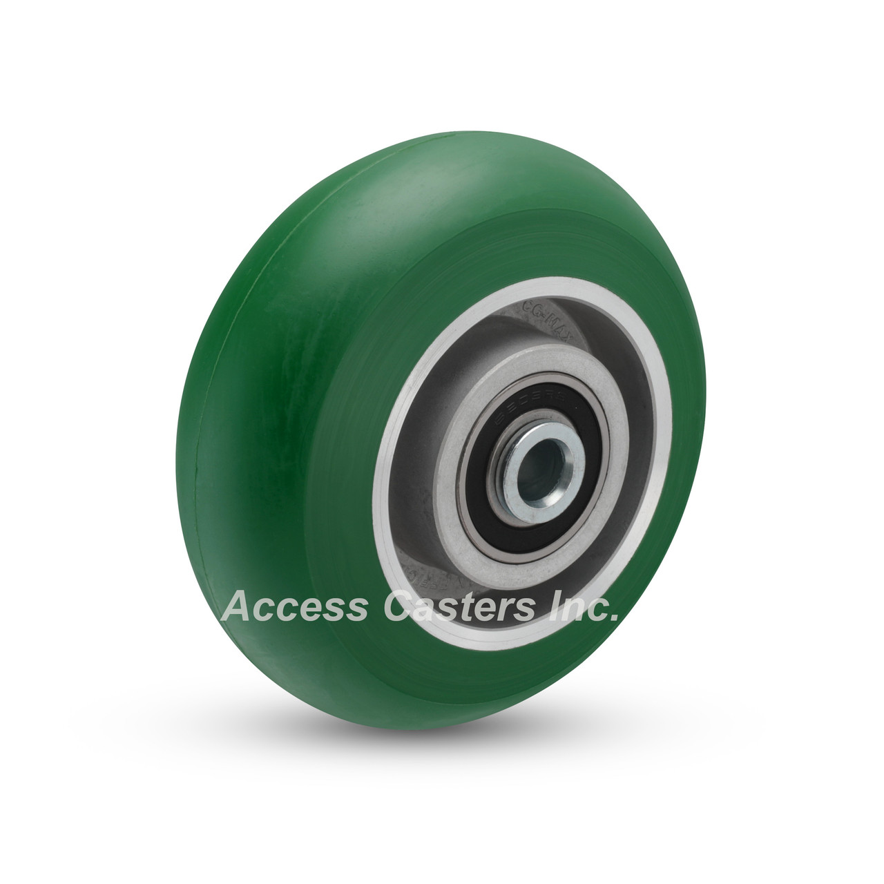 PM0422808MAX Round Tread Green Polyurethane (95A) On Aluminum Core Wheel, 800 lb. capacity