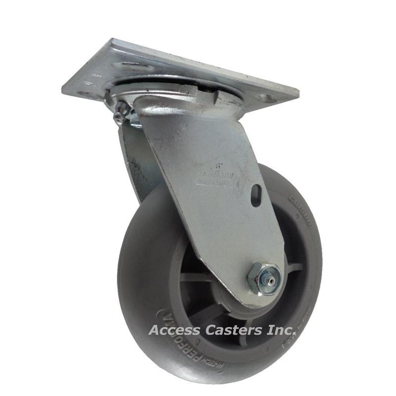 H08001 - AC Cambro 6" Swivel Caster with Round TPR Rubber Wheel