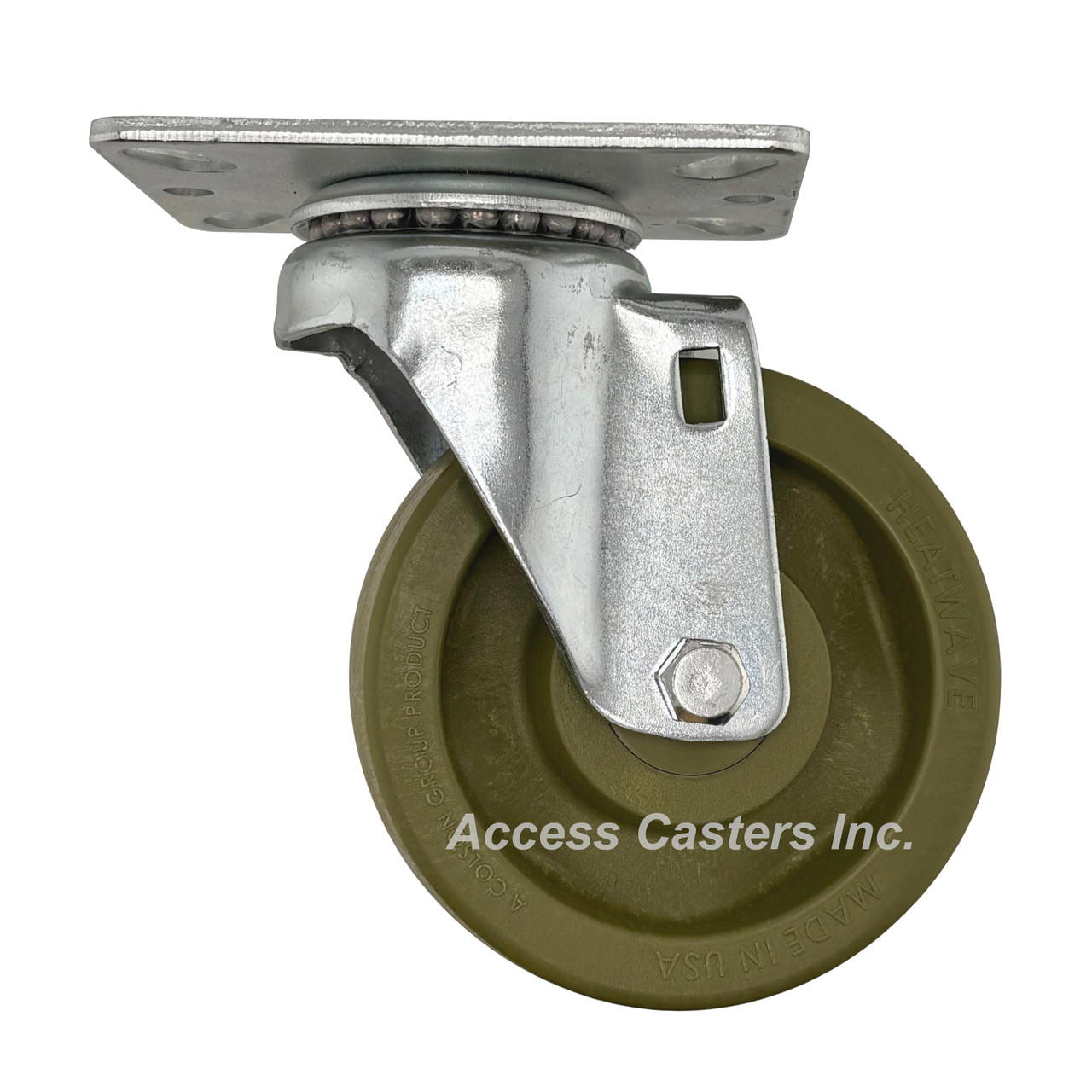 HS40P2HWG Colson 4 Inch High Temperature Swivel Caster with Standard Bakery Top Plate, Green Wheel