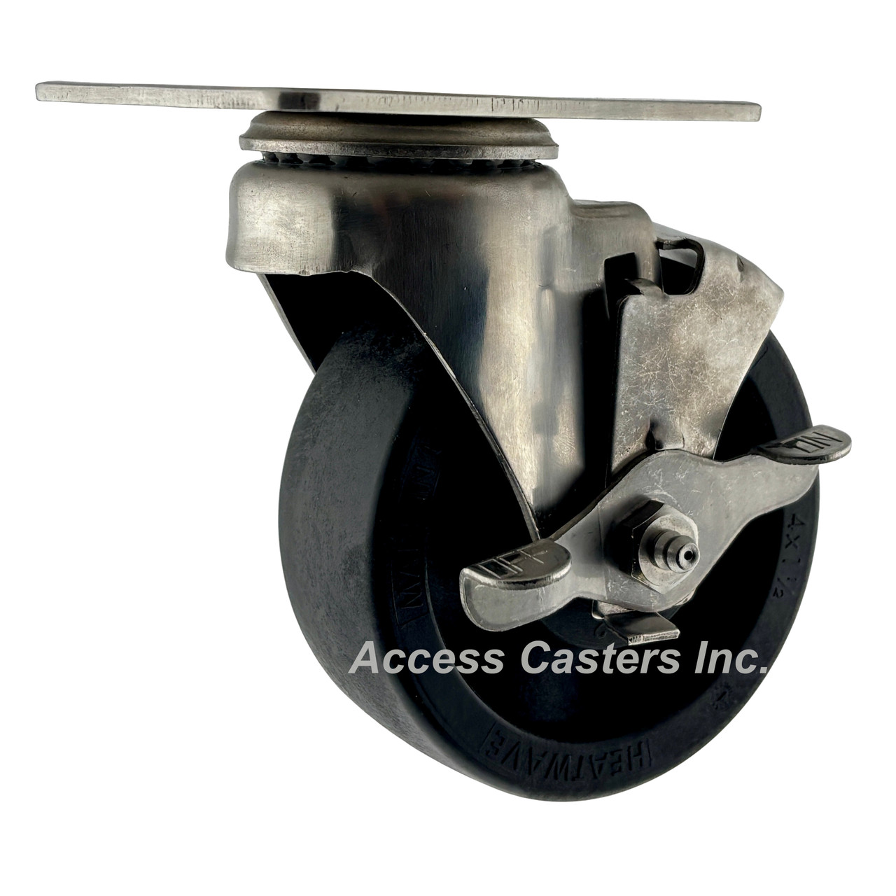 SSHS40P2HWBSB Colson 4 Inch Stainless Steel High Temperature Swivel Caster with Brake, Black Wheel