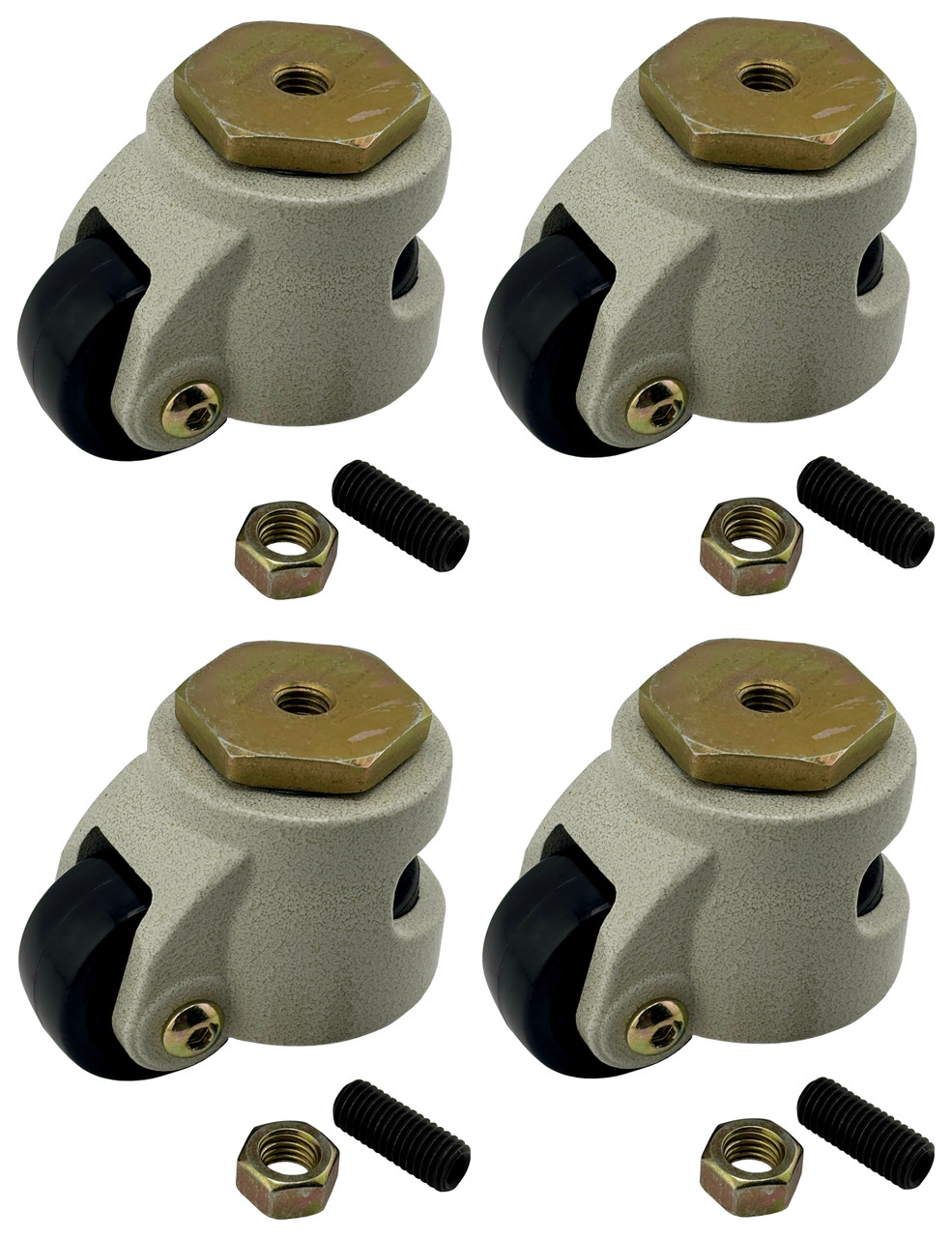 2" Leveling Caster Sets Stem Mount Nylon Wheel