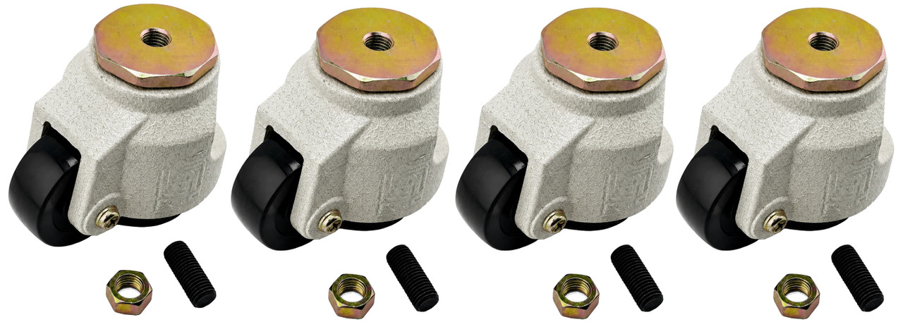 3" Leveling Caster Sets Stem Mount Nylon Wheel