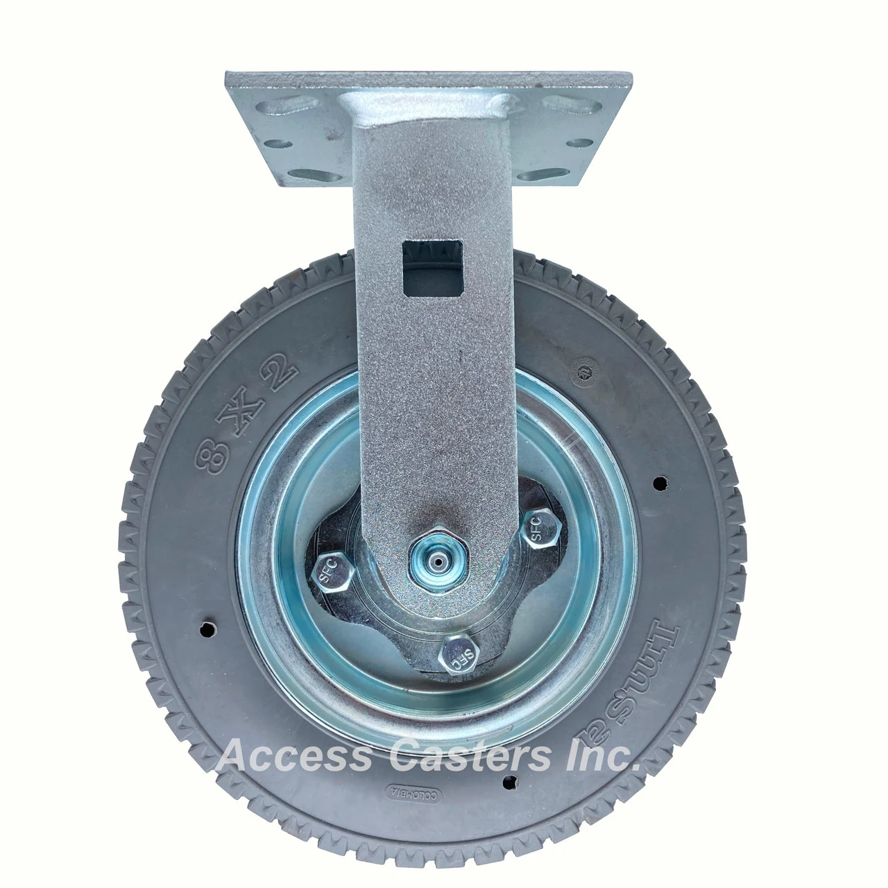 8" No-flat pneumatic style rigid caster with non-marking wheel