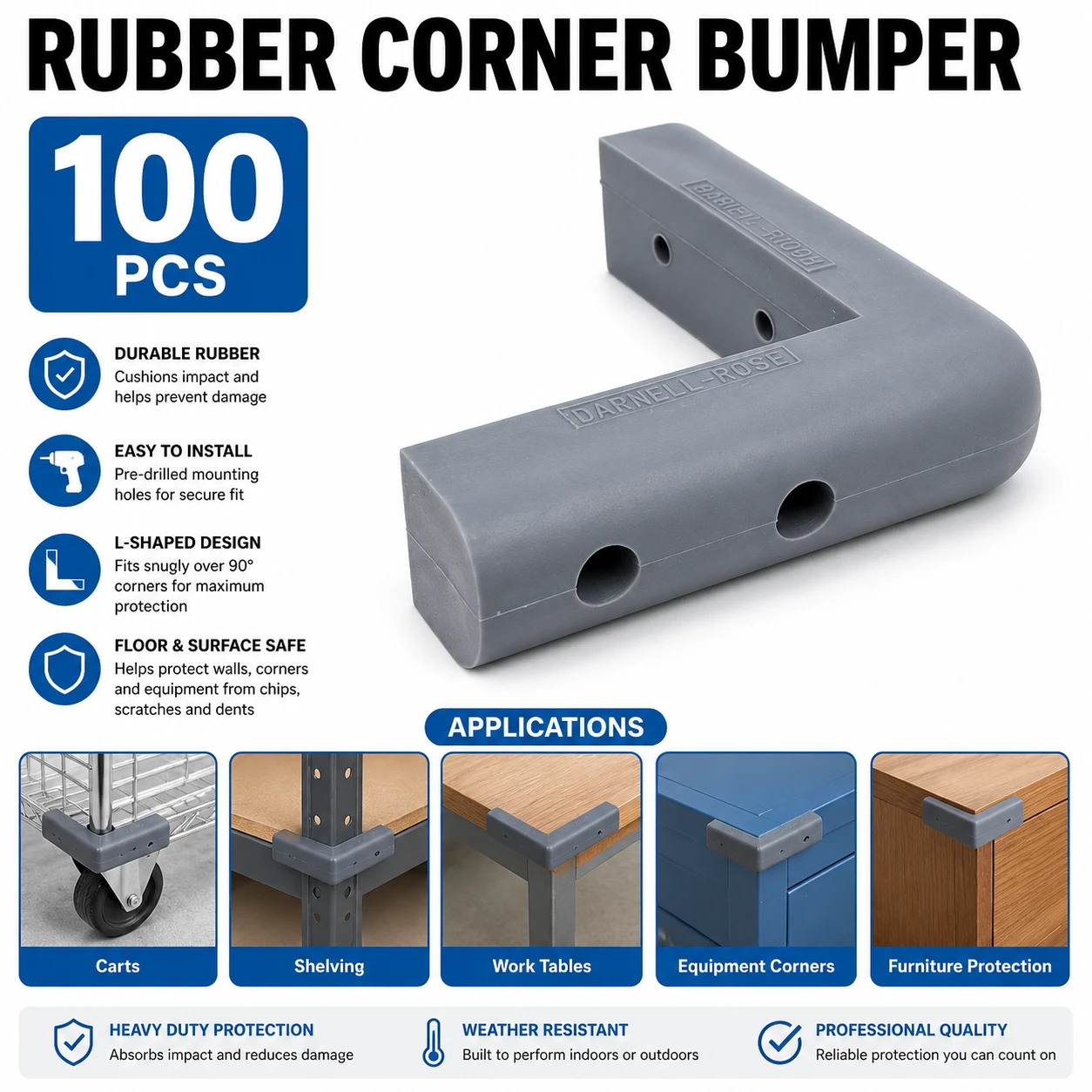 4 Inch Standard Grey Corner Bumper Guard Rubber