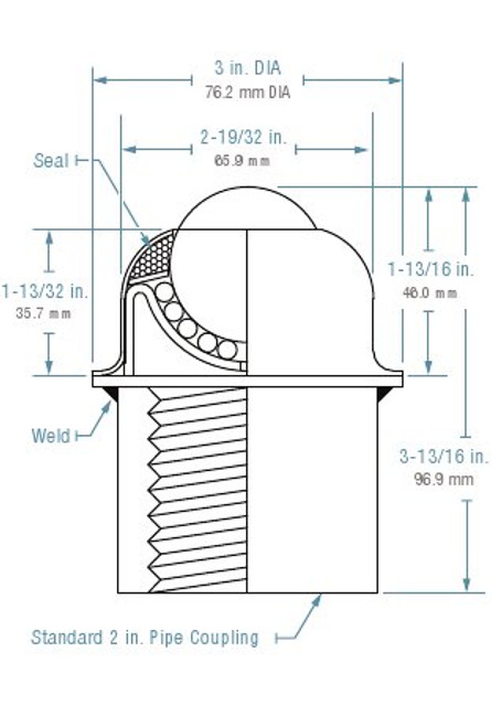 PBT-1-1/2CS Pipe Mounted Ball Transfer