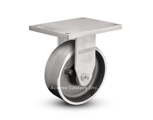 6" Albion 95 Series Rigid Plate Caster, Forged Steel Wheel