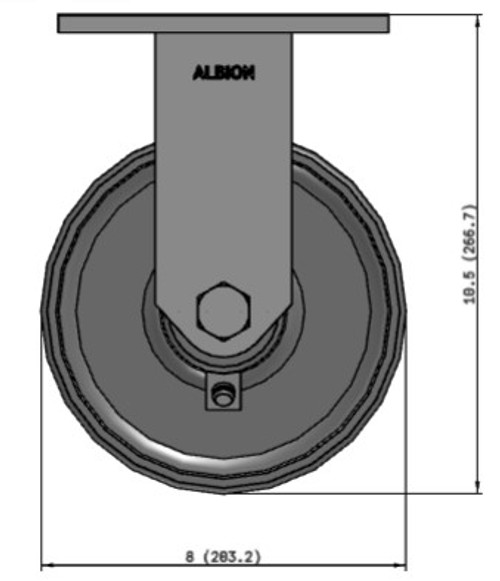 90FS08401R  Albion 90 Series Rigid Caster, 8" x 2-1/2" Forged Steel Wheel