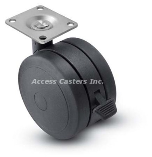 Softech Twin Wheel Swivel Top Plate Black with Brake