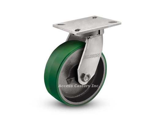 10x3 Swivel Caster Poly on Cast Iron Wheel-Large Plate