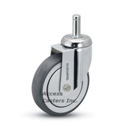 5MCHRS 5" Swivel Stem Chrome Caster TPR Wheel .845 Grip Ring
