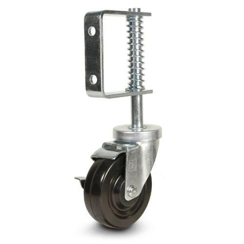 4DGATEB 4" Spring Loaded Gate Caster with Brake, Solid Rubber Wheel 4DGATEB 4" Spring Loaded Gate Caster with Brake, Solid Rubber Wheel