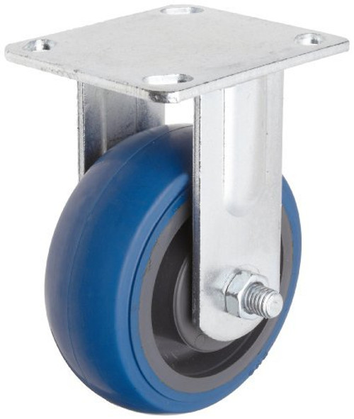 65-SWB-0420-R RWM 4" Rigid Caster, Blue Elastomer Rubber on Nylon core