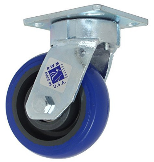 65-SWB-0520-S RWM 5" Kingpinless Swivel Caster, Blue Elastomer on Nylon Core