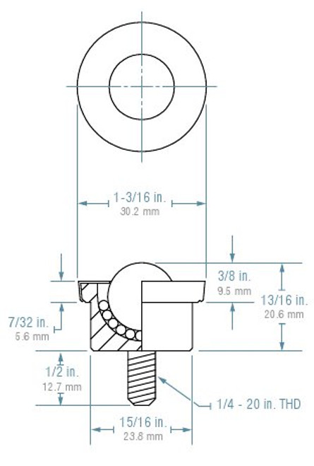 SMBT-5/8CS  5/8" Stud Mounted, Machined Ball Transfer