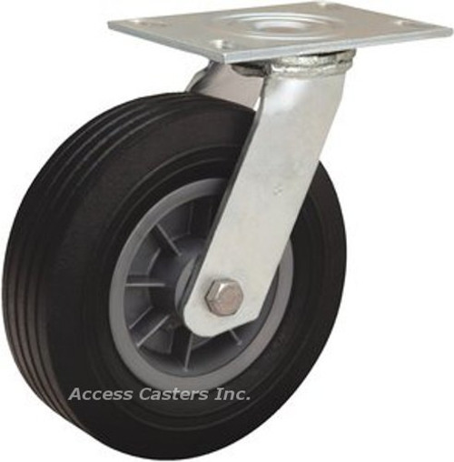 S-4008-AT 8" Hamilton Cush-N-Tuf Swivel Plate Caster, Cushion Rubber Tire
