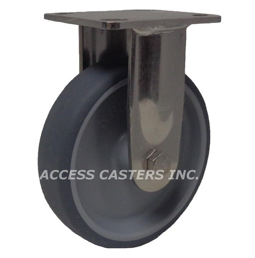 BESX-TPA 160G-14 Blickle 6" Rigid Caster TPE Wheel Stainless Steel Plate