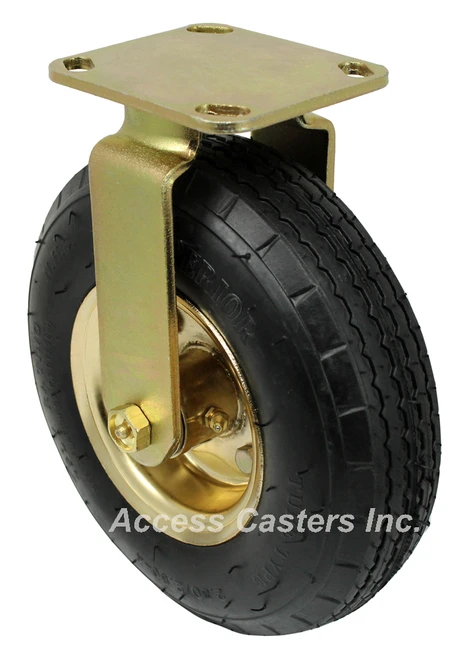 8" Rigid Bellman cart caster with brass finish