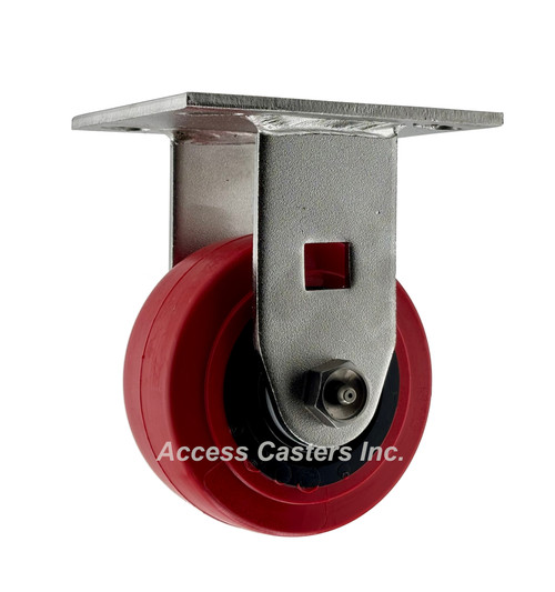 4PSSPR 4" Stainless Steel with Red on Black Polyurethane Wheel