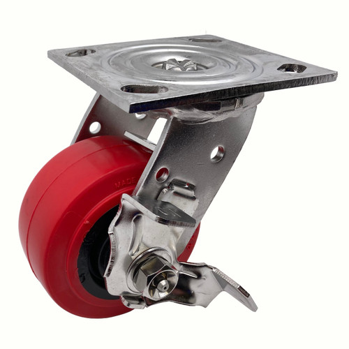 4PSSPSB 4" Swivel Caster Stainless Steel Poly Wheel with Brake