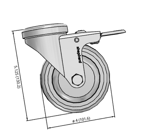 5HKTPRT 5" Hollow Bolt Hole Total Lock Caster with TPR Wheel