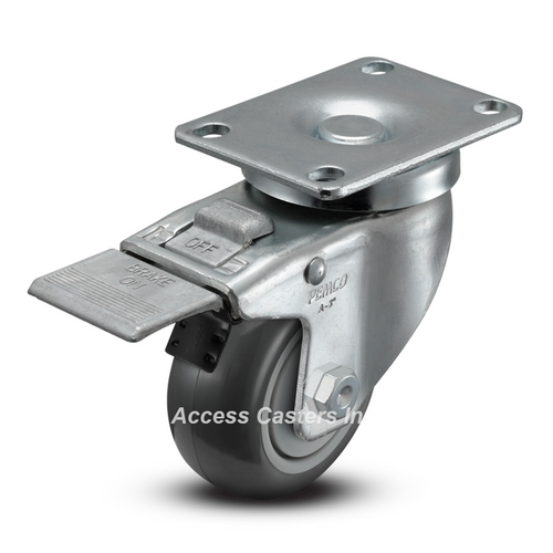 AS30P1TPUTL 3" Swivel Caster with Total Lock Brake, Thermoplastic Urethane Wheel