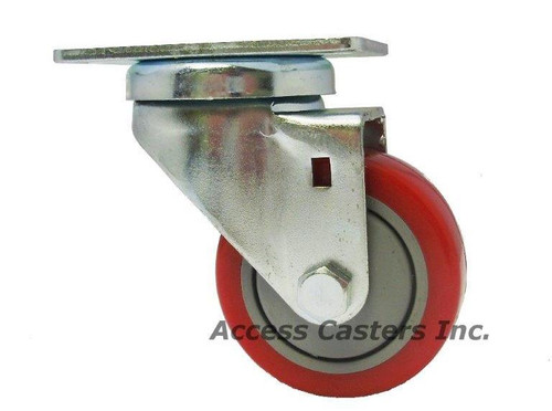 3 Inch Swivel Caster Red Polyurethane Tread Wheel Top Plate 3 Inch Swivel Caster Red Polyurethane Tread Wheel Top Plate