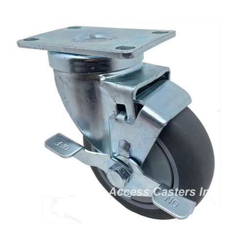 35P20NSB 3 1/2" Swivel Caster Infiniti Wheel Top Plate Brake