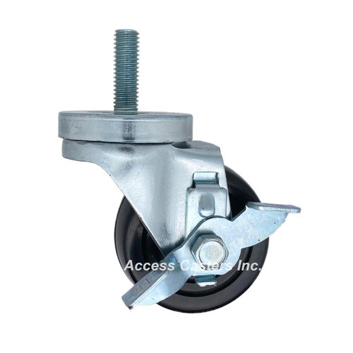 3CSRSB 3 Inch Stem Caster with Brake, Soft Rubber Wheel