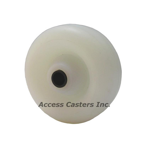 3" X 1-1/4" White Nylon Wheel, 1-9/16" Hub, 300 pound Capacity