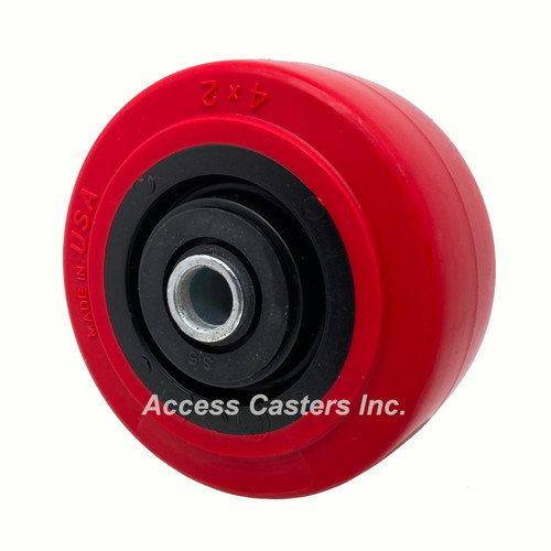 WH4x2TPUR 4" x 2" red polyurethane on black polypropylene wheel