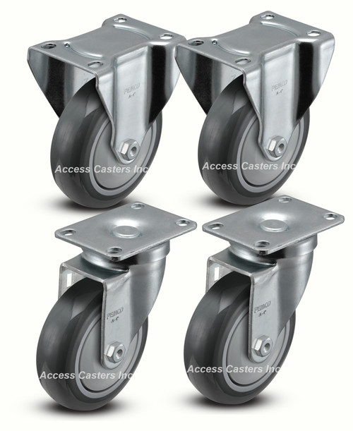 4P20P-SET 4" Caster Set with Polyurethane Tread Wheels 4P20P-SET 4" Caster Set with Polyurethane Tread Wheels
