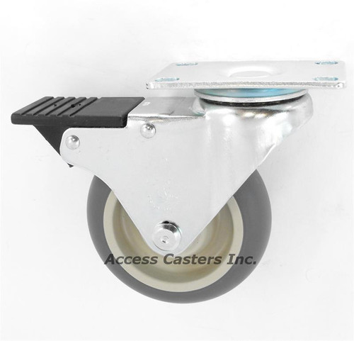 4" Total Lock Caster With Gray Polyurethane Wheel