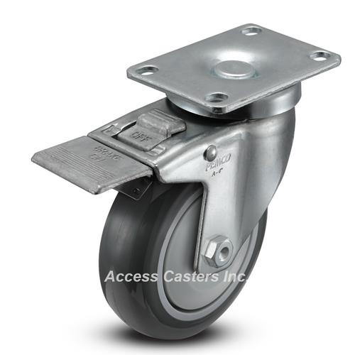 4" Swivel Caster with Total Lock Brake, Thermoplastic Urethane Wheel