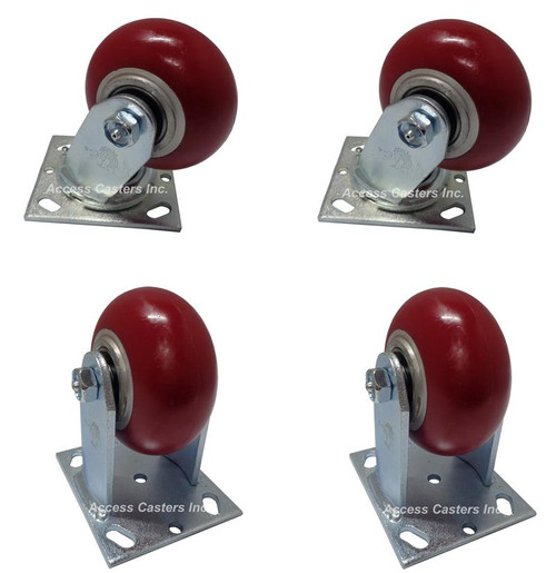 4" Caster set with ergonomic polyurethane wheels 4" Caster set with ergonomic polyurethane wheels