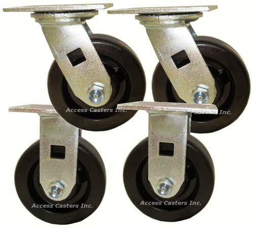 4AEMH-SET 4 Inch Caster Set with Phenolic Wheels