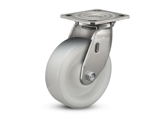 D4.05109.539 WN SS WB29 Five inch Stainless Steel Swivel Caster with White Nylon Wheel D4.05109.539 WN SS WB29 Five inch Stainless Steel Swivel Caster with White Nylon Wheel