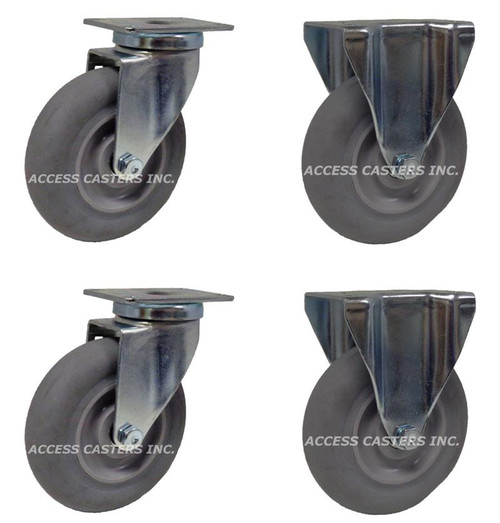 5SRM45XS-SET 5 Inch Caster Set with Extra Soft TPR Wheels