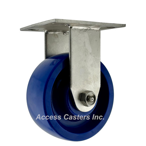 5DSSDLR Stainless Steel Rigid Caster with Blue Elastomer Wheel